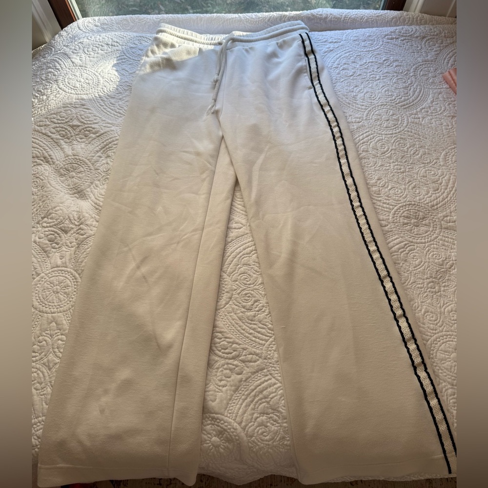 White Track Pants with Black Stripe